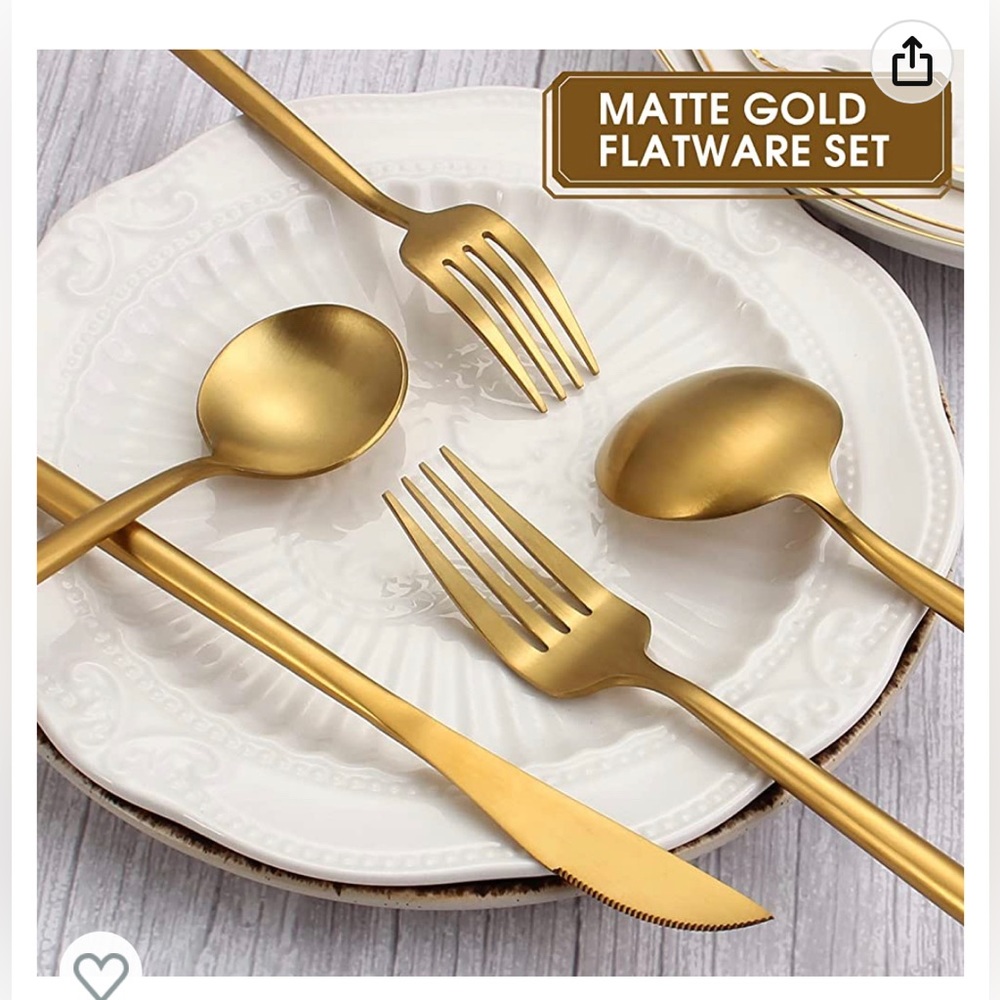 Matte Gold Silverware Set, 30-Piece Stainless Steel Flatware Set